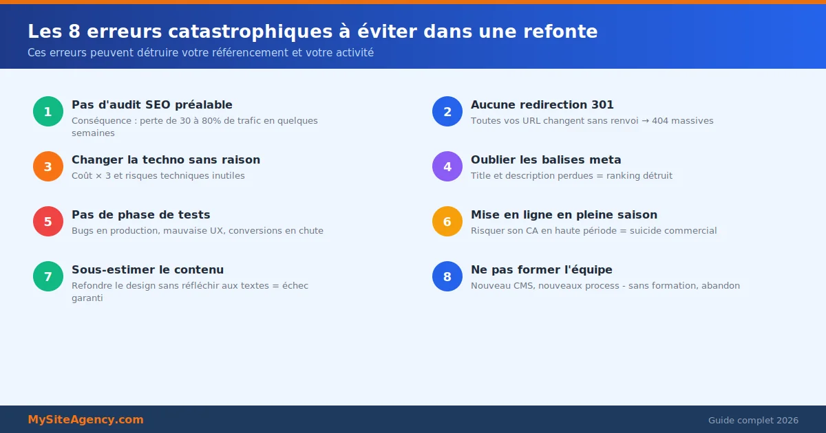 Les 8 erreurs catastrophiques à éviter dans une refonte de site internet